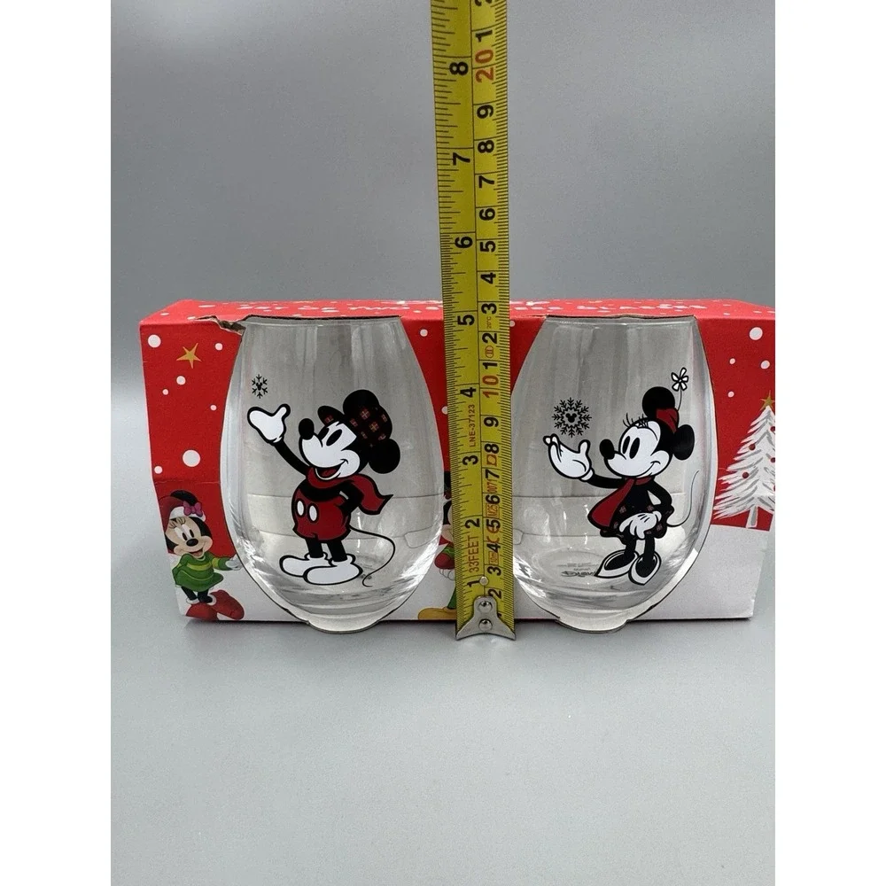 Disney Mickey & Minnie Christmas Holiday Stemless Glasses Set of 2
